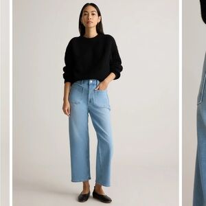 Quince Bella Stretch Patch Pocket Wide Leg Jeans Frosted Blue